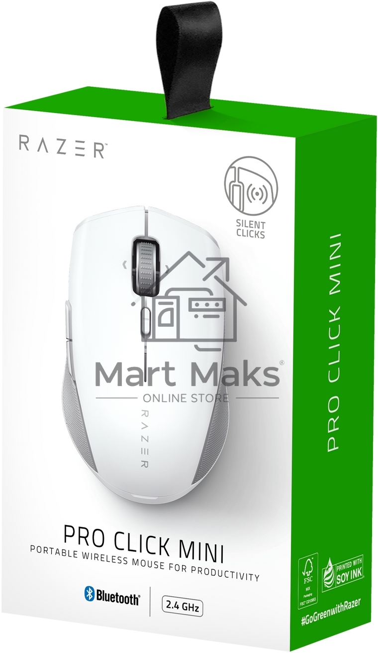 Мышь беспроводная Razer Pro Click Mini белый, 12000 dpi, радиоканал, Bluetooth, USB, кнопки - 7