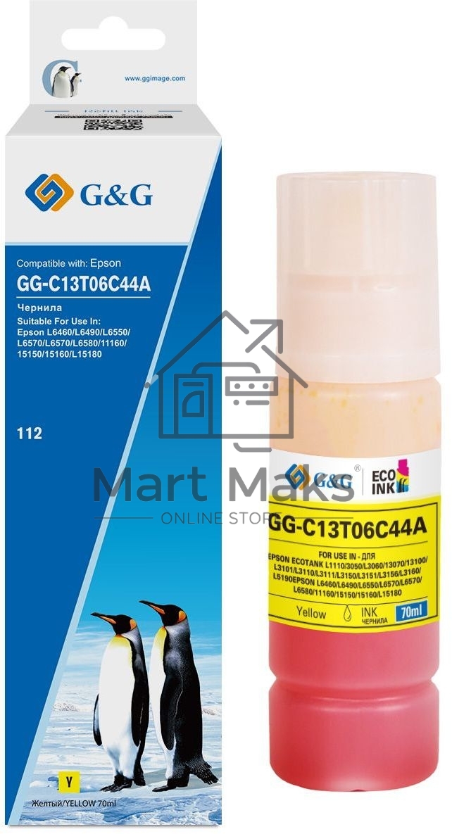 Чернила G&G GG-C13T06C44А №112 желтый70мл для Epson L6550/6570/11160/15150/15160