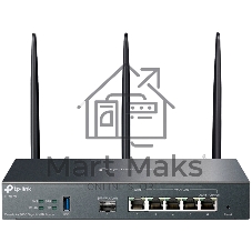 VPN-маршрутизатор TP-Link ER706W Omada с гигабитными портами и поддержкой Wi-Fi AX3000, 1 гиг. SFP WAN/LAN, 1 гиг. RJ45 WAN, 4 гиг. RJ45 WAN/LAN, USB 3.0, до 574 М/с на 2,4 ГГц + до 2402 М/с