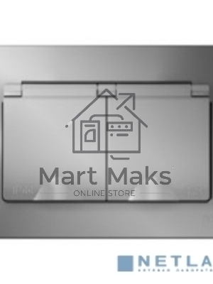 Розетка двойная с заземл.со шторк.,с крышками,16А,250В, АЛЮМИНИЙ С/У IP44