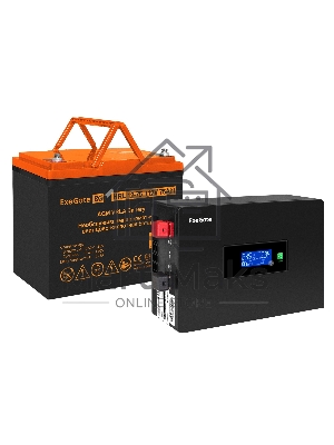 Комплект ИБП EX295992RUS + батарея 75Aч EX285653RUS 1шт (инвертор, синус, для котла, PF=1, настенный) ExeGate IdealSine SR-600.LCD.2SH <600VA/600W, чистая синусоида, цветной LCD-дисплей, 2*Schuko, крепление настенное, черный> + батарея ExeGate HRL 12-75 (