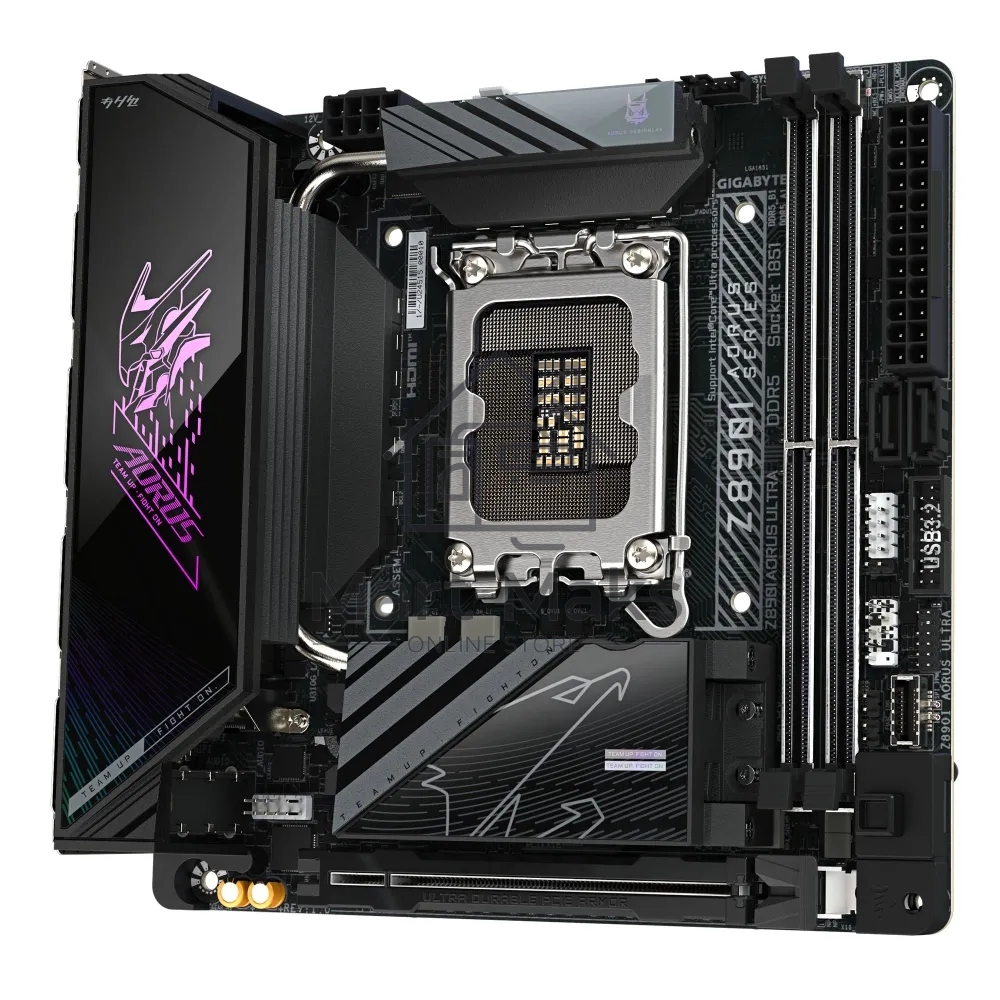 Материнская плата Gigabyte Z890I AORUS ULTRA, LGA 1851, Intel Z890, 2xDDR5, 2xSATA, 2xM.2, 1xPCIe 5.0 x16, 1xDP, 1xHDMI, 1xUSB-C, 1x Thunderbolt 4, 1x 2.5Gb LAN, 2xUSB-A 3.2 Gen 1, 3xUSB-A 3.2 Gen 2, 2x3.5 мм, TOSLINK, 7.1, 1xUSB4, Mini-ITX