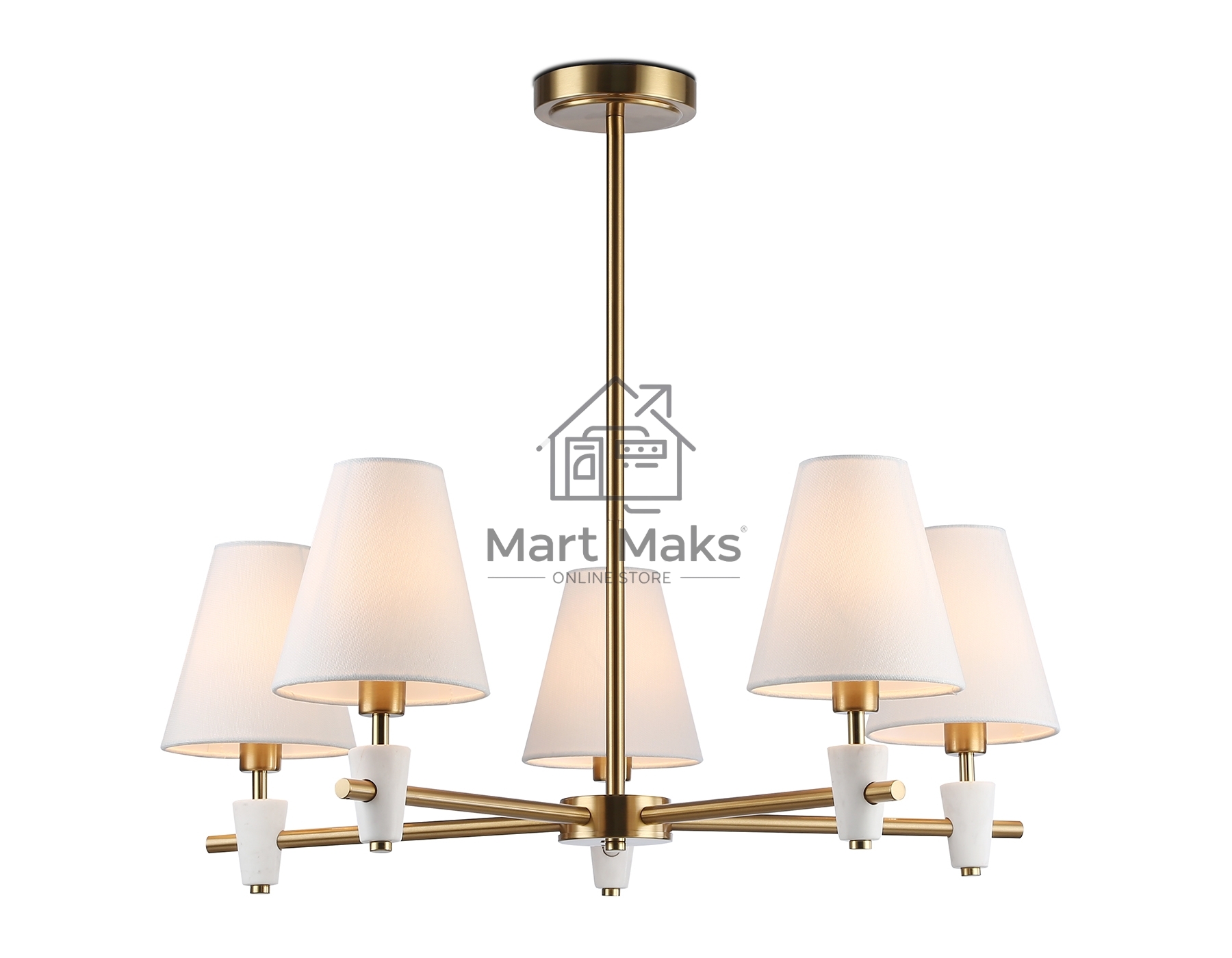 Люстра Ambrella light LH75044/5 BS/WH латунь/белый E14*5 max 40W D700*580