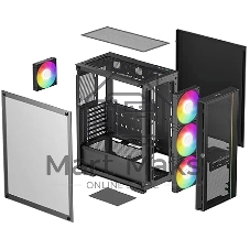 Компьютерный корпус Deepcool MATREXX 55 MESH V4 без БП, боковое окно (закаленное стекло), 3xARGB LED 140мм вентилятора спереди, 1xARGB LED 120мм вентилятор сзади, черный, ATX