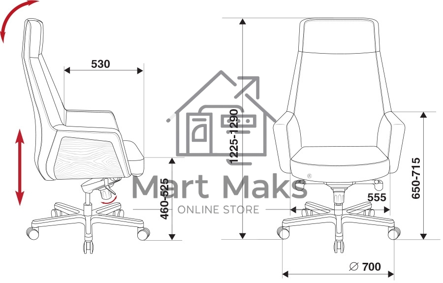 Кресло руководителя Бюрократ _ANTONIO/BLACK черный кожа крестовина алюминий