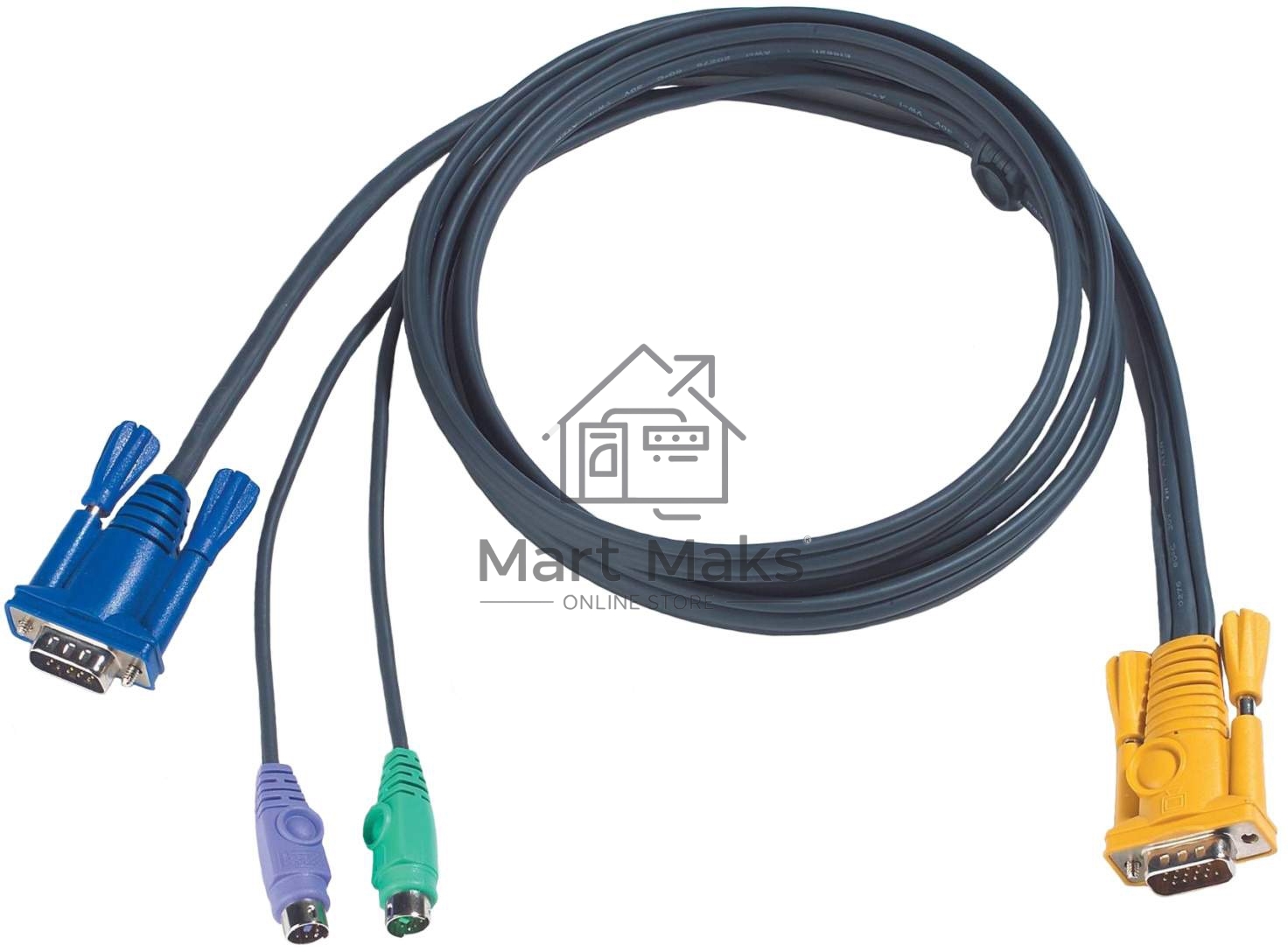 Кабель ATEN KVM Cable 2L-5206P -Кабель для KVM: 2*PS/2(m)+DB15(m) (PC) -на- SPHD15(m) (KVM), 6м