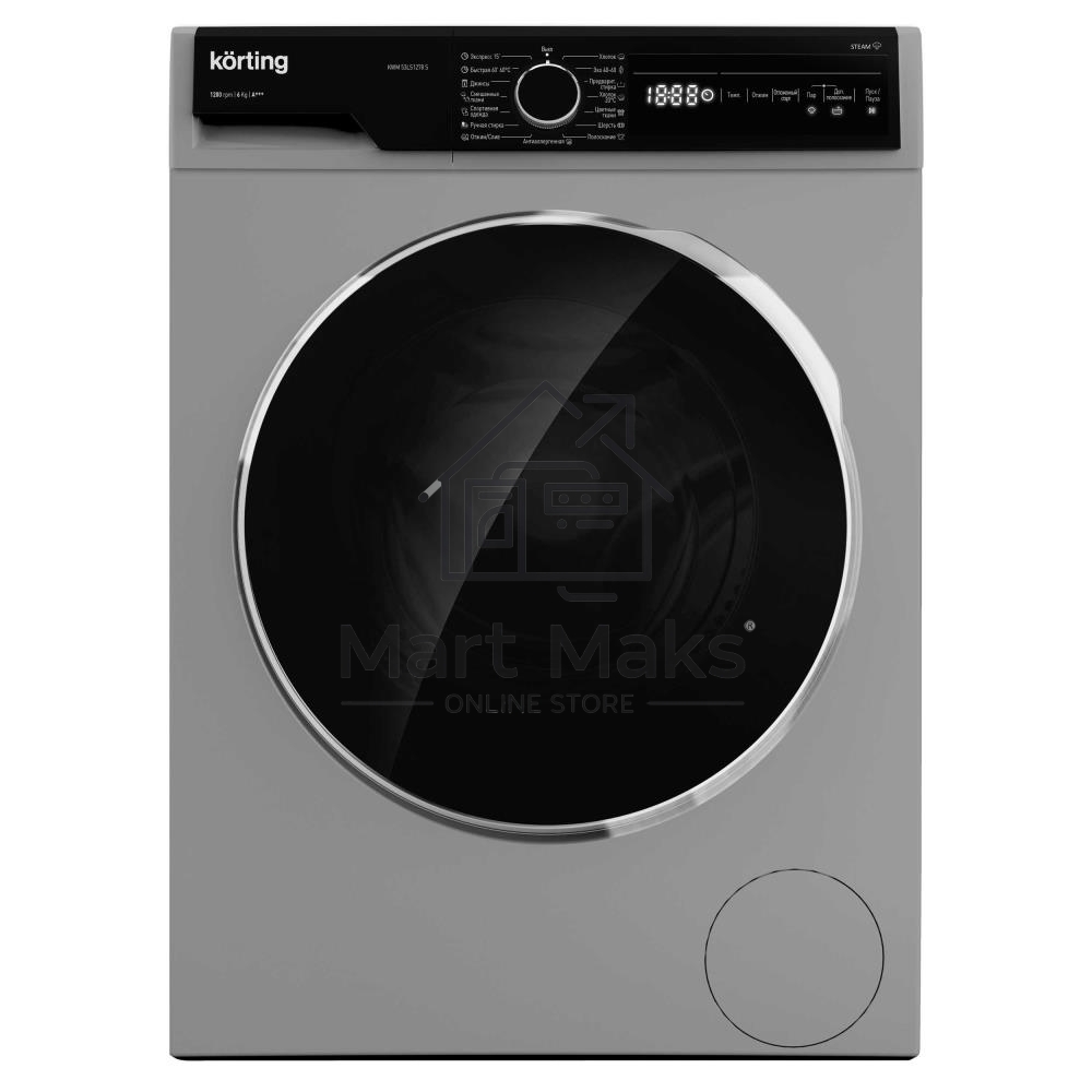 Стиральная машина Korting KWM 53LS1278 S серебристый, загрузка фронтальная 6кг, 1200 об/мин., класс: A+++