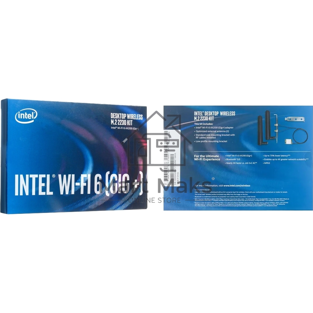 Плата сетевого контроллера Intel Wi-Fi 6 AX200, 2230, 2x2 AX+BT, No vPro, 985927