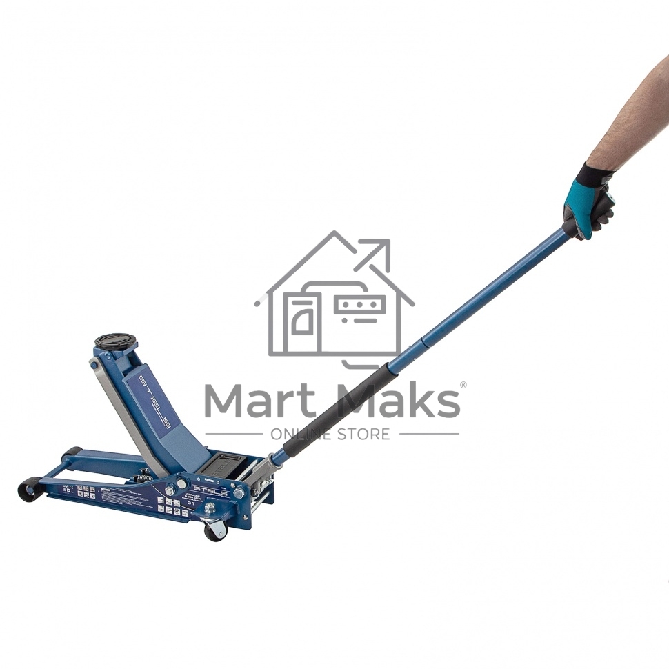 Домкрат гидравлический подкатной STELS 51136, быстрый подъем 3т low profile quick lift 75-515мм про