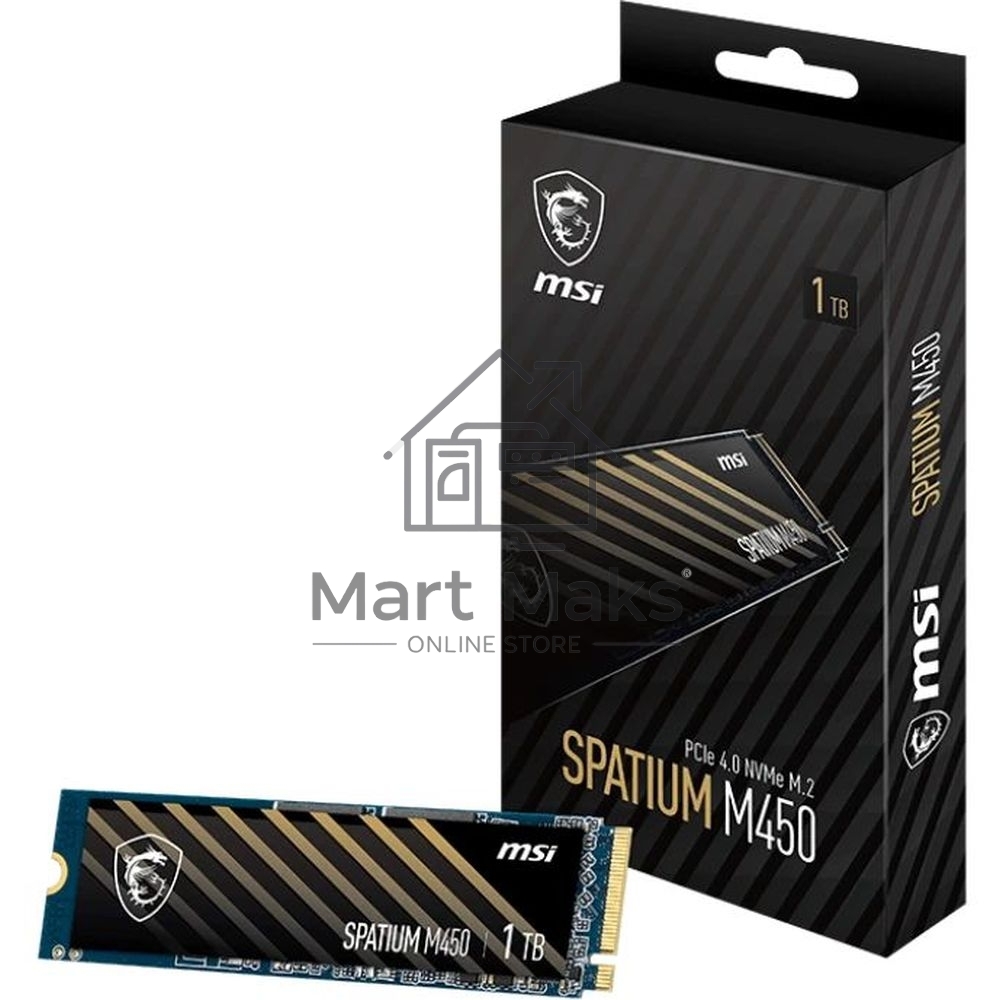 Накопитель SSD MSI SPATIUM M450, 1Tb, PCIe 4.0 x4, M.2 2280, NVMe, R/W 3400/2400