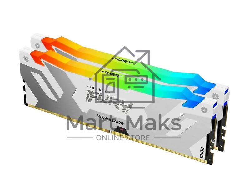 Оперативная память Kingston Fury Renegade, DDR5, 32GB (2x16GB), 7600MHz, CL38, DIMM, радиатор, RGB, белый
