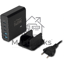 Настольное зарядное устройство Digma Pro DPW10A 140W 5A (PD+QC) 3хUSB-C/2xUSB-A универсальное черный (DPW1A4G024BK)