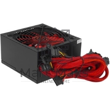Блок питания Ginzzu PC700 14CM(Red) 80 PLUS black,APFC,24+4p,2 PCI-E(6+2), 7*SATA, 4*IDE,оплетка, кабель питания,цветная коробка