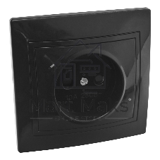 Розетка 2П с защ. шт. скрытой установки 16А 250В IP20, черная (керамика) 