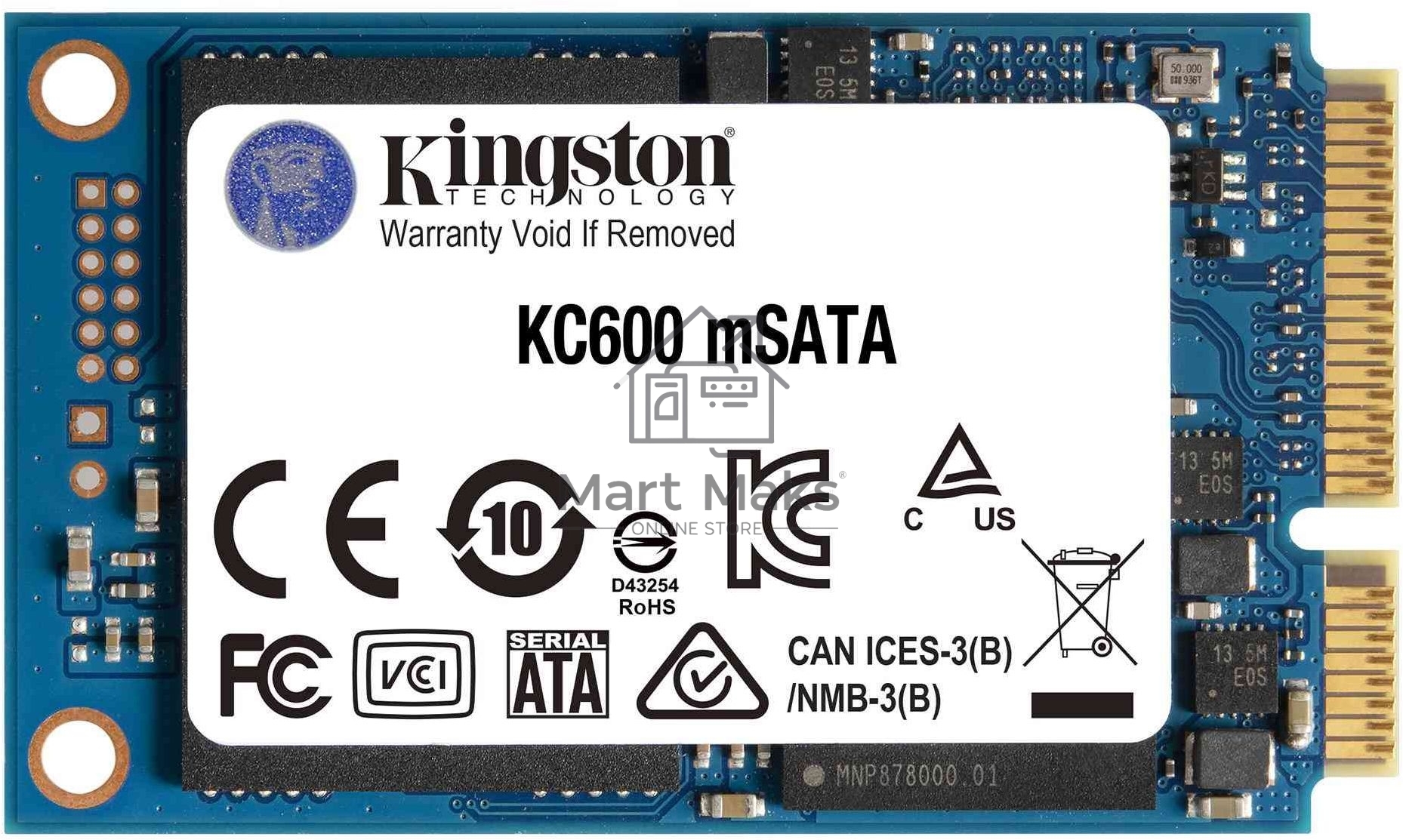Накопитель SSD Kingston KC600, 512GB, mSATA, R/W 550/520