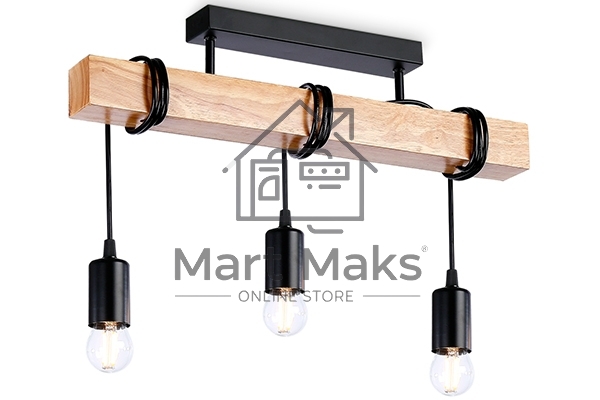 Светильник Ambrella light TR8182/3 BK/LW черный/светлое дерево E27*3 max 40W 500*50*420