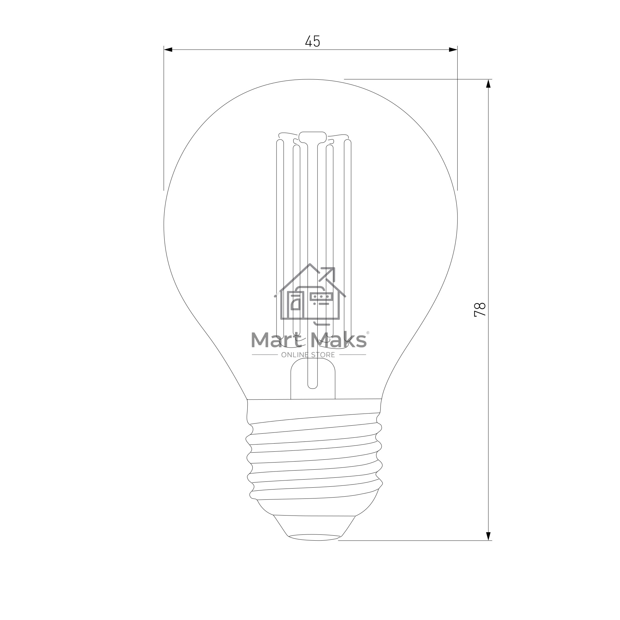 BLE2773 / Светодиодная лампа Mini Classic F 8W 6500K E27 (G45 прозрачный)