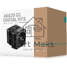 Кулер для процессора DEEPCOOL AK620 G2 DIGITAL NYX LGA1851/1700/1200/115X/AM5/AM4 (8шт/кор, TDP 260W, PWM, DUAL Fan 120мм, 6 тепл. трубок, Copper Base, черный) RET (R-AK620G2-BKNNMN-GJD-1)