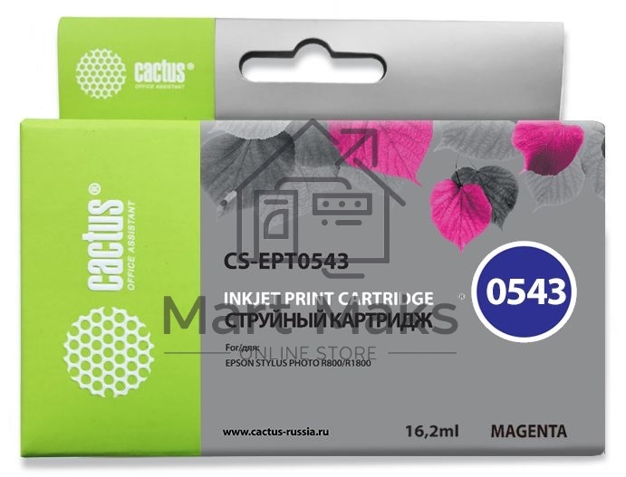 Картридж струйный Cactus CS-EPT0543 пурпурный (16,2 мл) для Epson Stylus Photo R800/ R1800