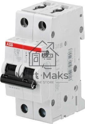Выключатель автоматический модульный 2п C 10А 6кА S202 ABB 2CDS252001R0104