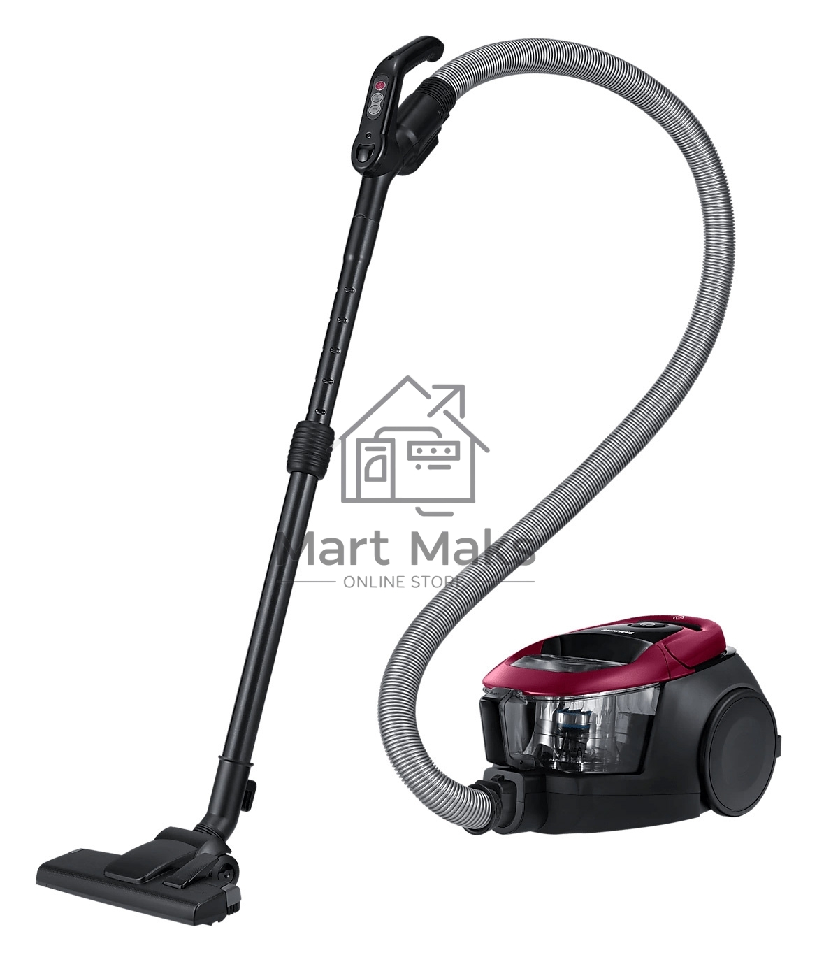 Пылесос Samsung VC18M31A0HP бордовый/черный, 380/1800 Вт, уборка сухая, пылесборник контейнер 2 л