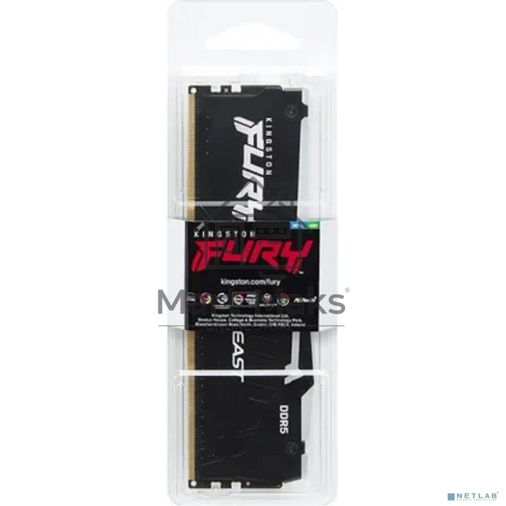 Оперативная память Kingston Fury Beast, DDR5, 16Gb (1x16Gb), 5600MHz, CL36, DIMM, с радиатором, RGB, черный