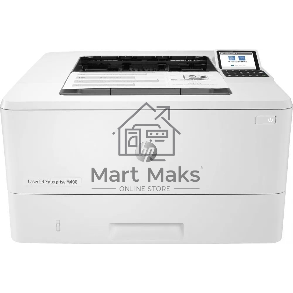 Принтер лазерный HP LaserJet Enterprise M406dn (3PZ15A), A4, ч/б, печ. до 40 стр/мин., 1200 x 1200 dpi, USB, RJ-45, Air Print, Mopria