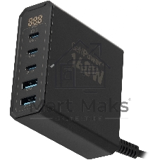 Настольное зарядное устройство Digma Pro DPW10A 140W 5A (PD+QC) 3хUSB-C/2xUSB-A универсальное черный (DPW1A4G024BK)