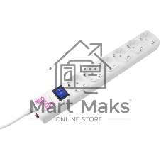 Фильтр-удлинитель Power Cube 3,0 м 6 розеток с заземлением (белый) 16А/3,5кВт/ Surge protector Power Cube 3,0 m 6 outlets (white) 16A / 3,5kVt