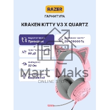 Гарнитура Razer Kraken Kitty V3 X розовый, проводная, 3.5 мм