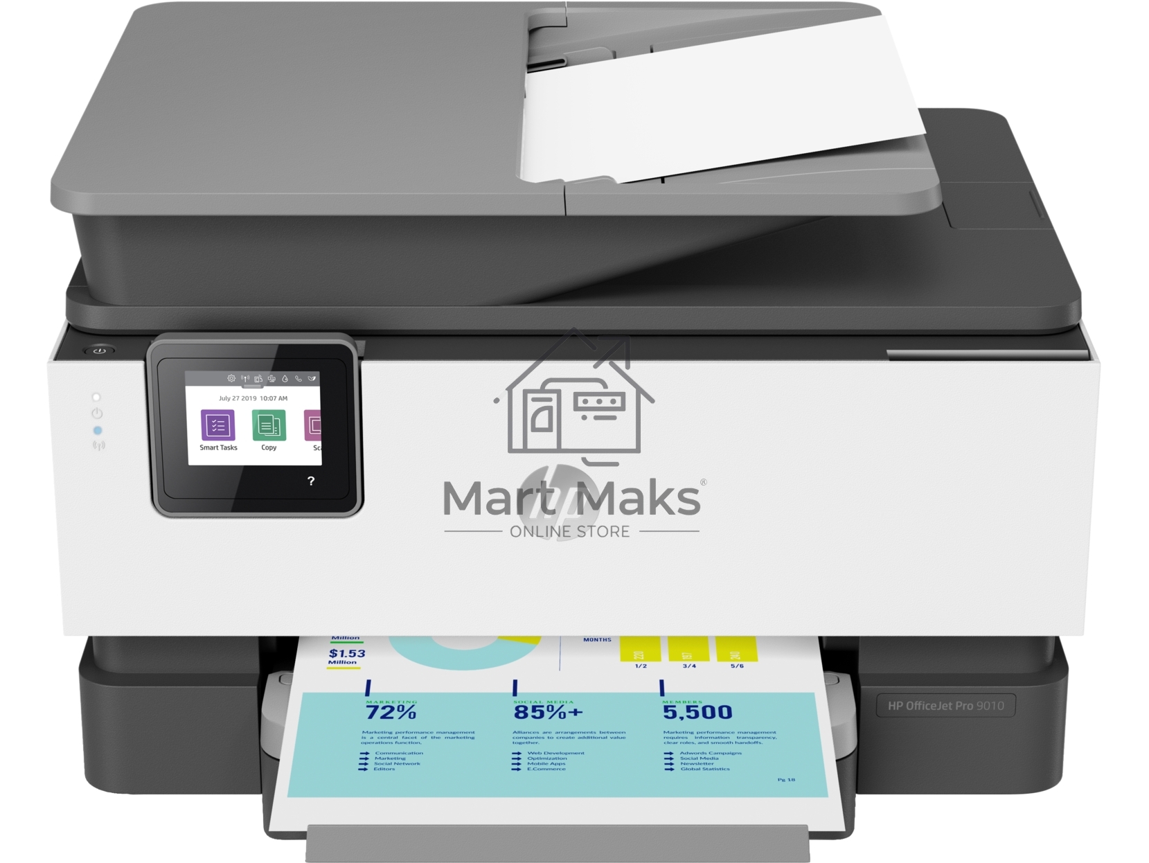 МФУ струйный HP OfficeJet Pro 9010 AiO (3UK83B), A4, цветной, печ. до 22 стр/мин. (ч/б) до 18 стр/мин. (цвет), скан. до 8 стр/мин., 1200 x 1200 dpi, USB, RJ-45, Wi-Fi, Air Print