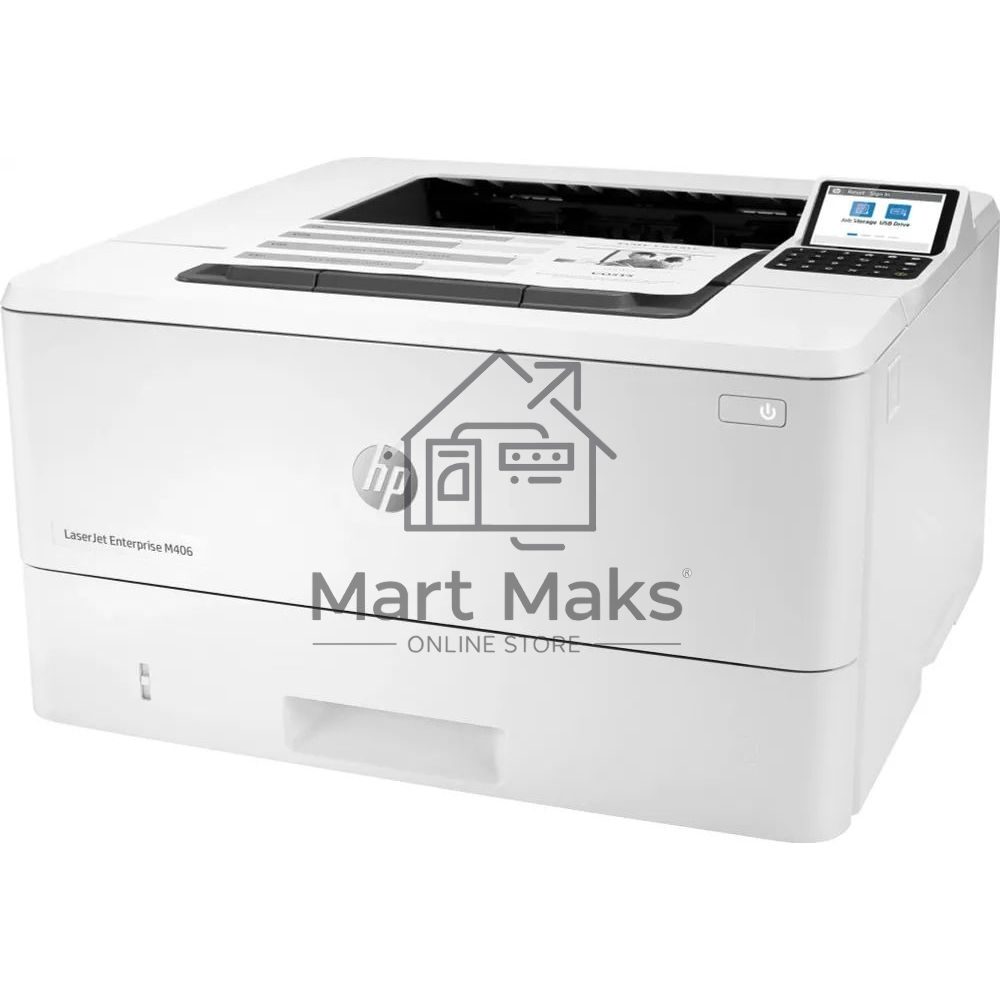 Принтер лазерный HP LaserJet Enterprise M406dn (3PZ15A), A4, ч/б, печ. до 40 стр/мин., 1200 x 1200 dpi, USB, RJ-45, Air Print, Mopria