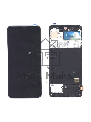 Дисплей для Samsung Galaxy A51 SM-A515F (TFT full size) черный с рамкой