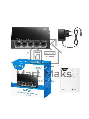 Коммутатор Cudy FS105 5-Port 10/100 Mbps Desktop Switch, 5 10/100M RJ45 Ports, Loop Detection, Metal Case, Power Saving, Plug & Play