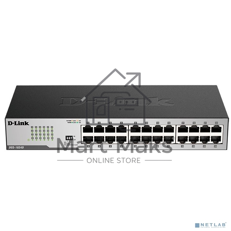Неуправляемый коммутатор D-Link DGS-1024D/J1A с 24 портами 10/100/1000Base-T