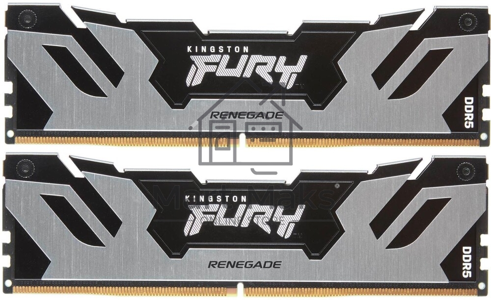 Оперативная память Kingston Fury Renegade Silver, DDR5, 96GB (2x48GB), 6000MHz, CL32, DIMM, с радиаторами, серебристый/черный