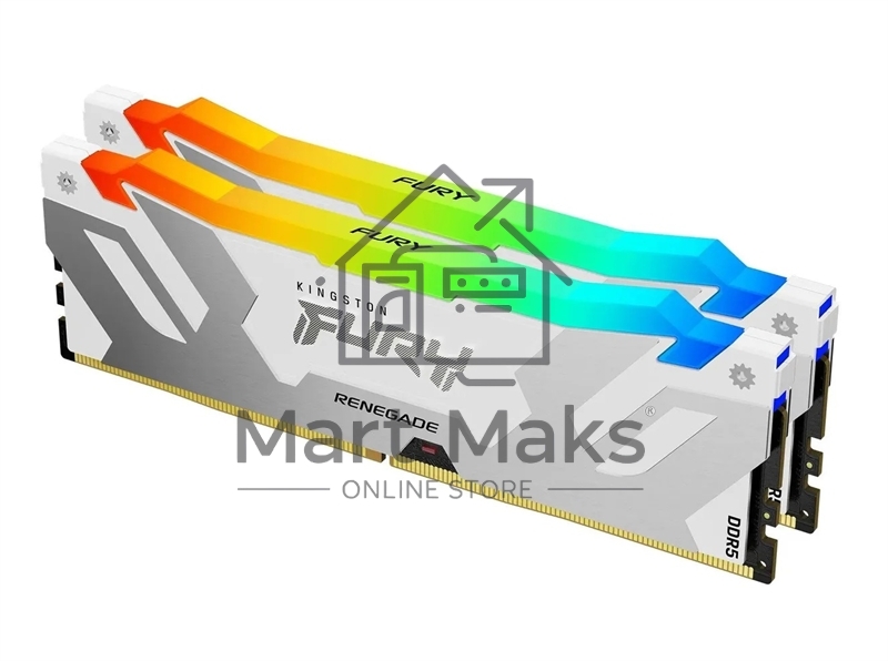 Оперативная память Kingston Fury Renegade, DDR5, 32GB (2x16GB), 8000MHz, CL38, DIMM, радиатор, RGB, белый