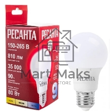 Лампа светодиодная Ресанта LL-R-A60-9W-230-4K-E27 груша, 9 Вт, нейтр., Е27