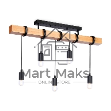 Светильник Ambrella light TR8183/5 BK/LW черный/светлое дерево E27*5 max 40W 800*50*420
