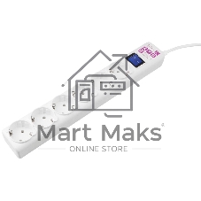 Фильтр-удлинитель Power Cube 3,0 м 6 розеток с заземлением (белый) 16А/3,5кВт/ Surge protector Power Cube 3,0 m 6 outlets (white) 16A / 3,5kVt