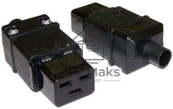Вилка Lanmaster IEC 60320 C19 16A 250V разборная черная