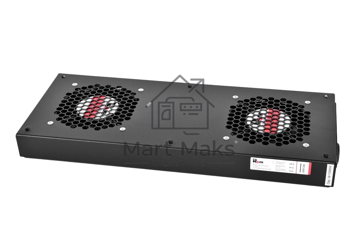 Модуль вентиляторный ЦМО, 2 вентилятора, колодка, черный R-FAN-2J-9005