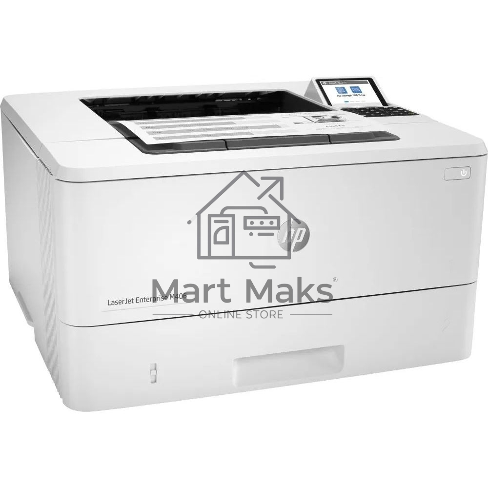 Принтер лазерный HP LaserJet Enterprise M406dn (3PZ15A), A4, ч/б, печ. до 40 стр/мин., 1200 x 1200 dpi, USB, RJ-45, Air Print, Mopria