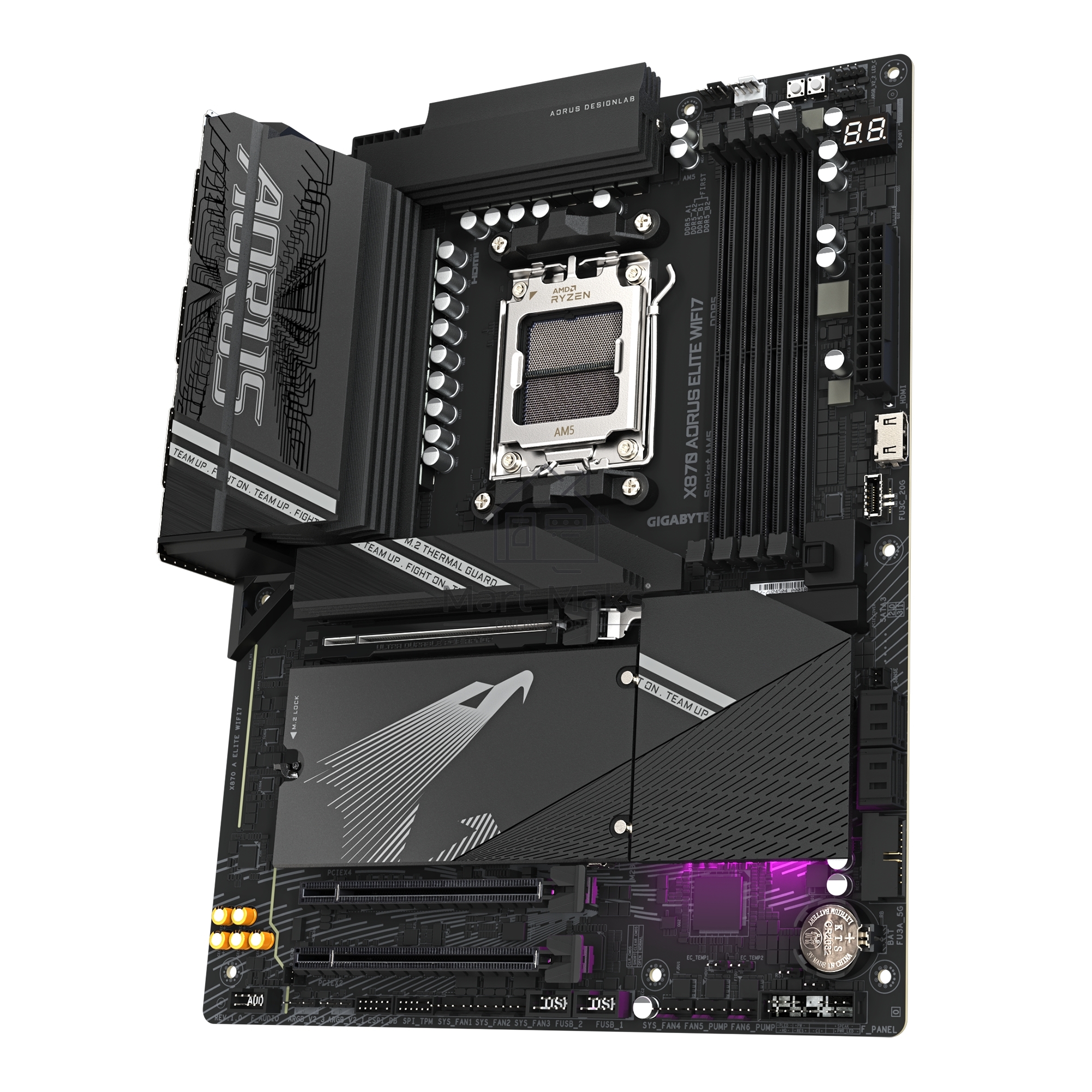 Материнская плата Gigabyte X870 AORUS ELITE WIFI7, AM5, AMD X870, 4xDDR5, 4xSATA, 4xM.2, 1xPCI-E 5.0 x16, 1xPCI-E 4.0 x4, 1xPCI-E 3.0 x2, 1xHDMI, 1x 2.5Gb LAN, 4xUSB-A 3.2 Gen 1, 2xUSB-A 3.2 Gen 2, 4xUSB-A 2.0, 2xUSB-C 4.0, 2x3.5 мм, 7.1, ATX
