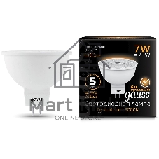 Лампа светодиодная Gauss Black 7Вт цок.:GU5.3 рефлек. 220B 3000K св.свеч.бел.теп. MR16 (упак.:10шт) (101505107)