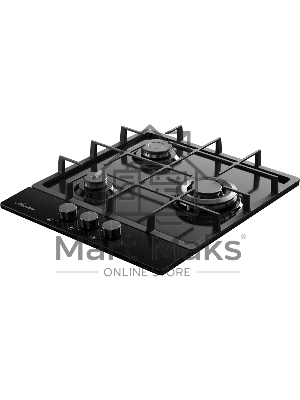 Газовая варочная панель MONSHER, газ, High-Tech, 44 см, автоматический электроподжиг, газ-контроль, форсунки под сжиженый газ, SABAF конфорки, чугунные решетки, черный