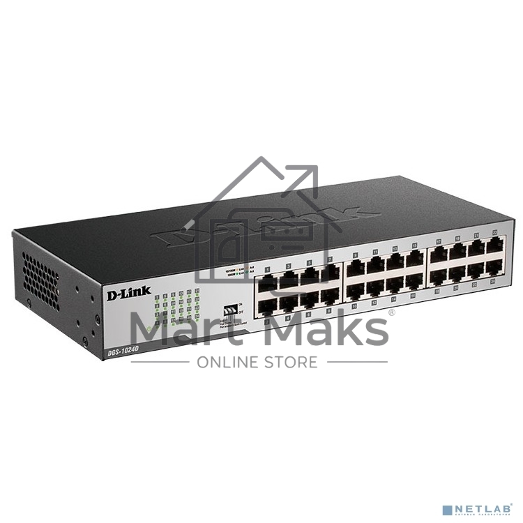 Неуправляемый коммутатор D-Link DGS-1024D/J1A с 24 портами 10/100/1000Base-T