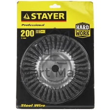 Кордщетка STAYER 35120-200дисковая для УШМ плетенные пучки проволоки 0.5мм 200мм/22мм