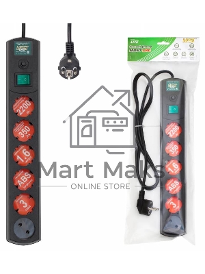 Сетевой фильтр Most LRG 3м (6 розеток) черный (пакет ПЭ)