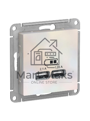 Механизм розетки USB AtlasDesign 5В 1порт х 2.1А 2порта х 1.05А жемчуг SchE ATN000433